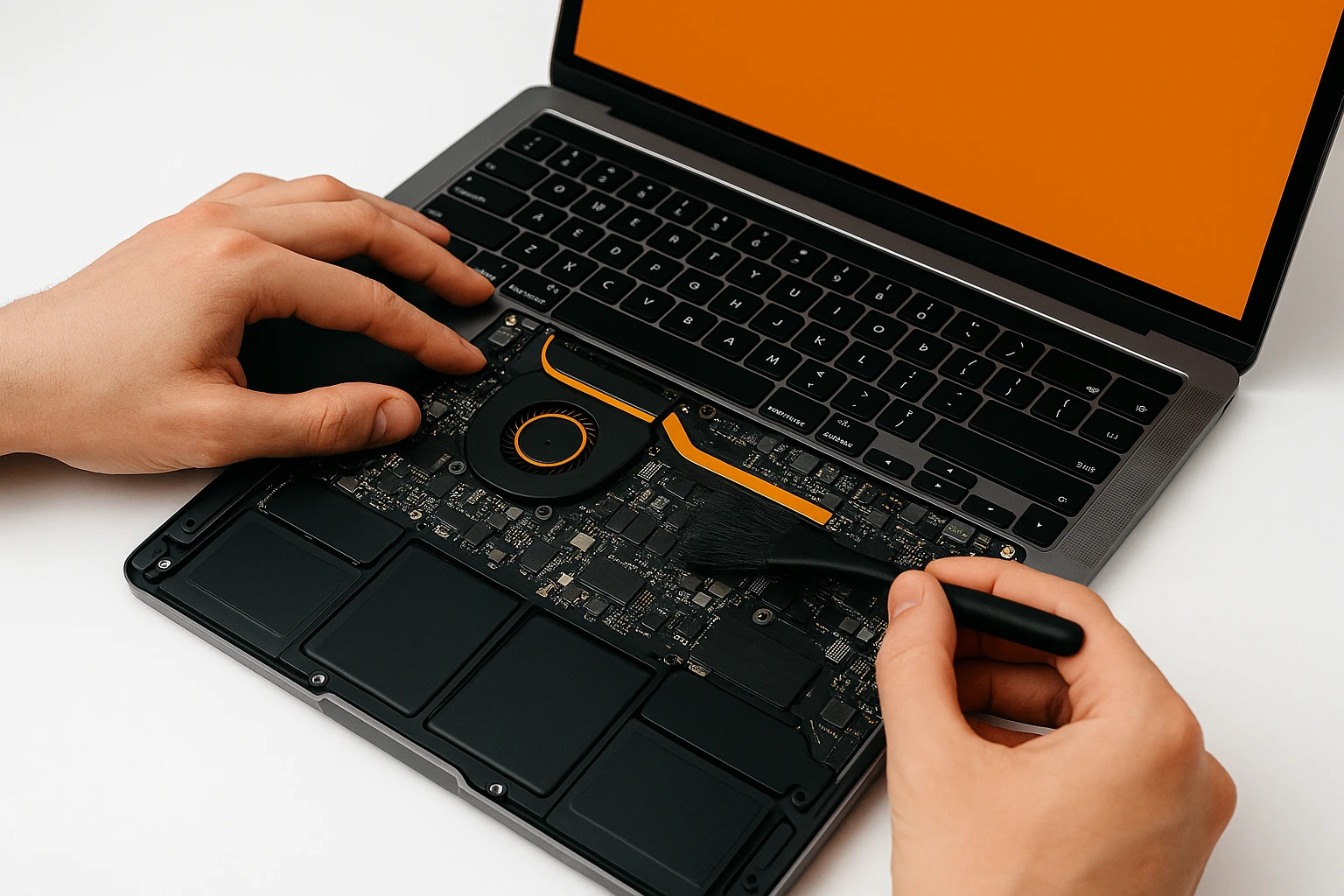 Manutenção de MacBook superaquecendo: evite danos à placa lógica com limpeza e troca de pasta térmica