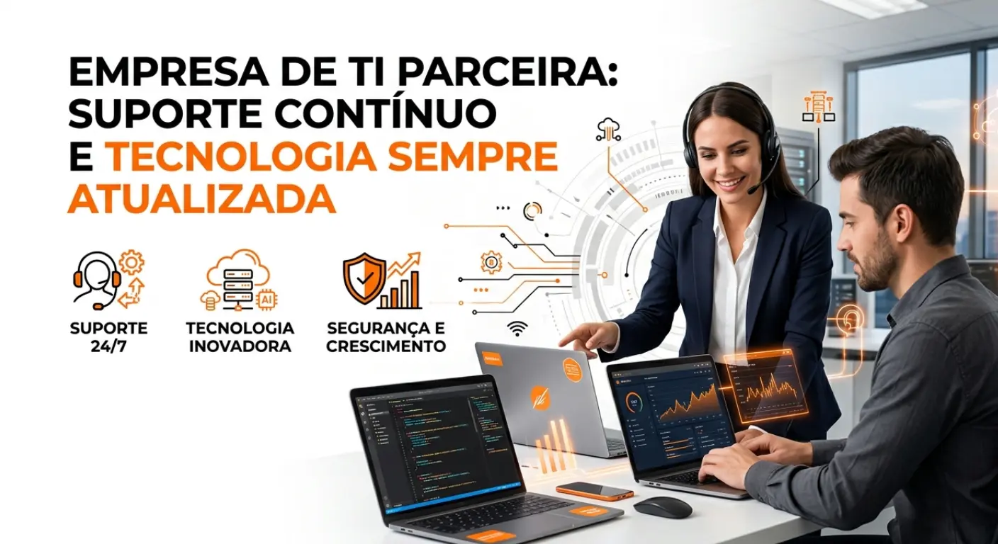 Empresa de TI parceira: suporte contínuo e tecnologia sempre atualizada